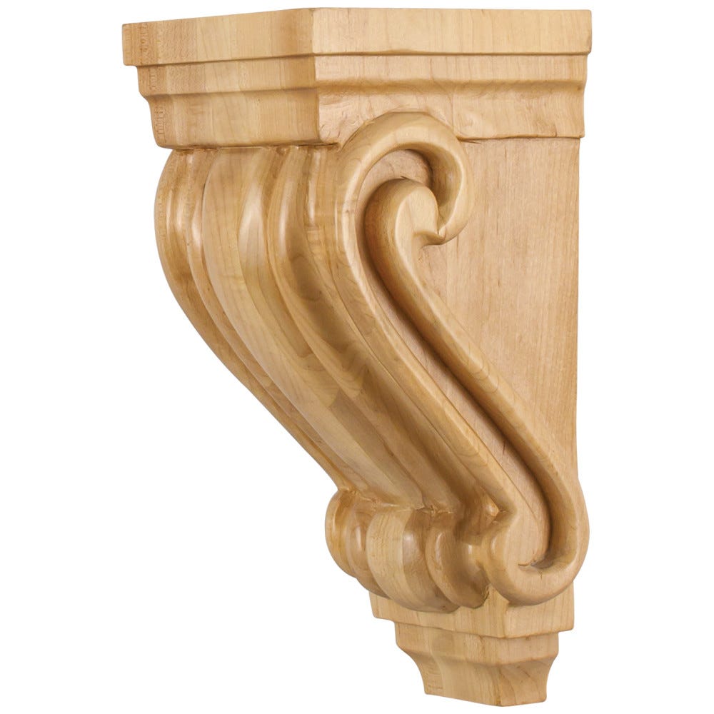 Small Traditional Wood Corbel in Maple color, 4-1/2" x 5" x 10", made from high-quality maple material