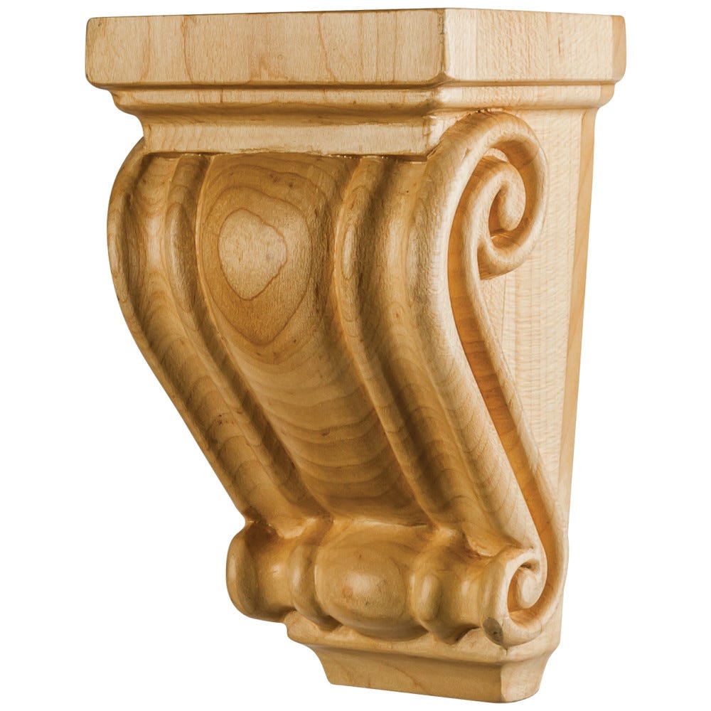 3" X 2-1/2" X 5" Small Traditional Wood Corbel