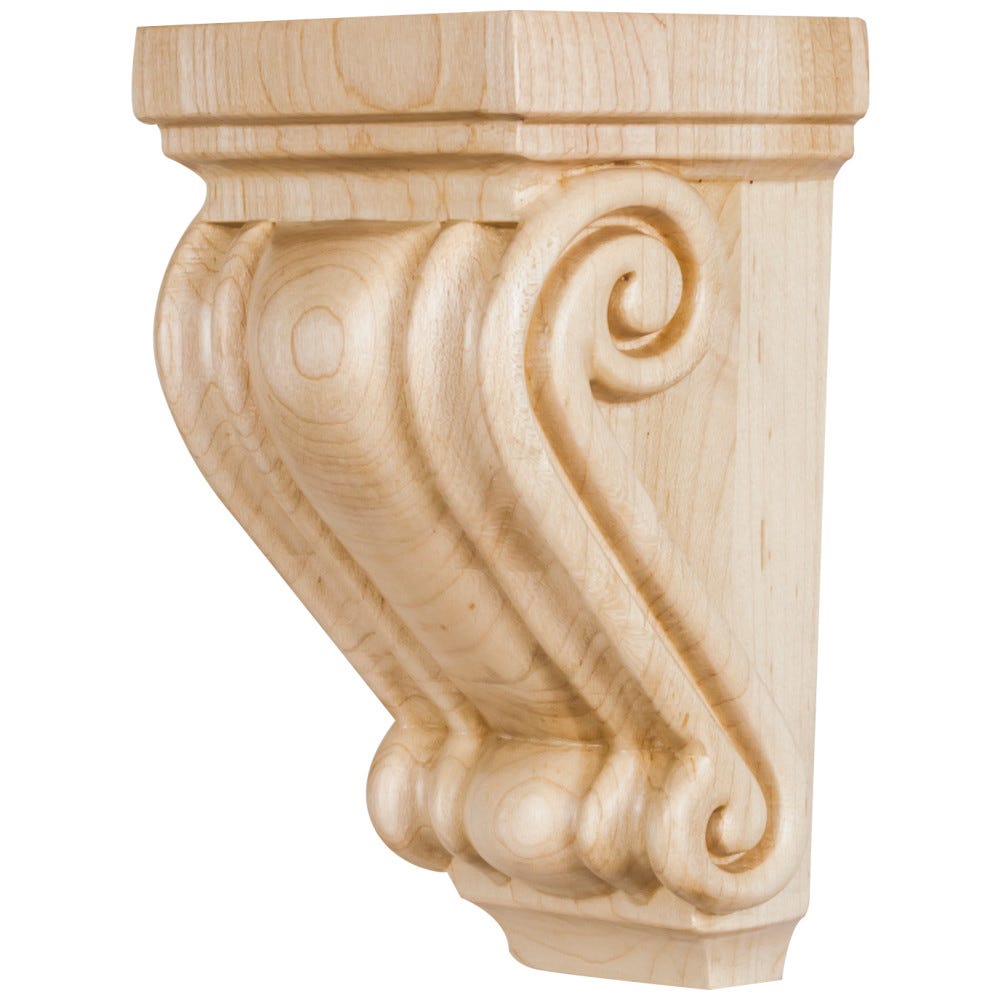 3-3/4" X 3-1/2" X 6-1/2" Small Traditional Wood Corbel