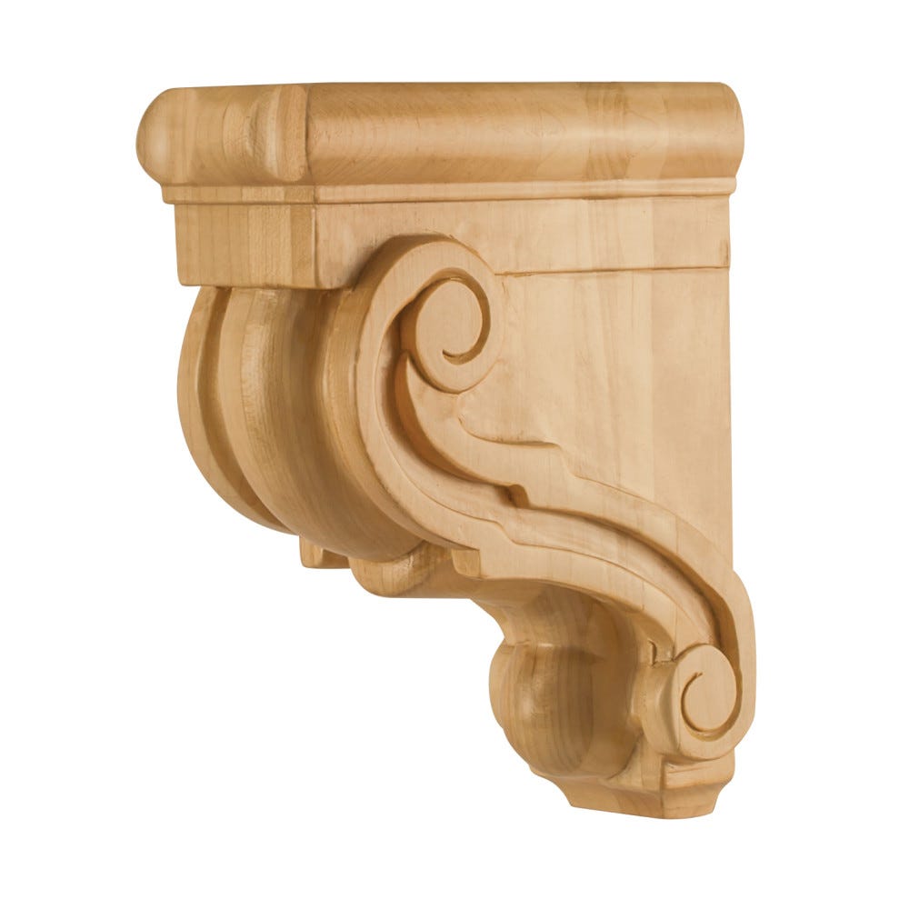 Traditional Bar Bracket 3" x 6" x 8" in Alder, Rubberwood, Hard Maple, White Birch, Cherry wood finishes