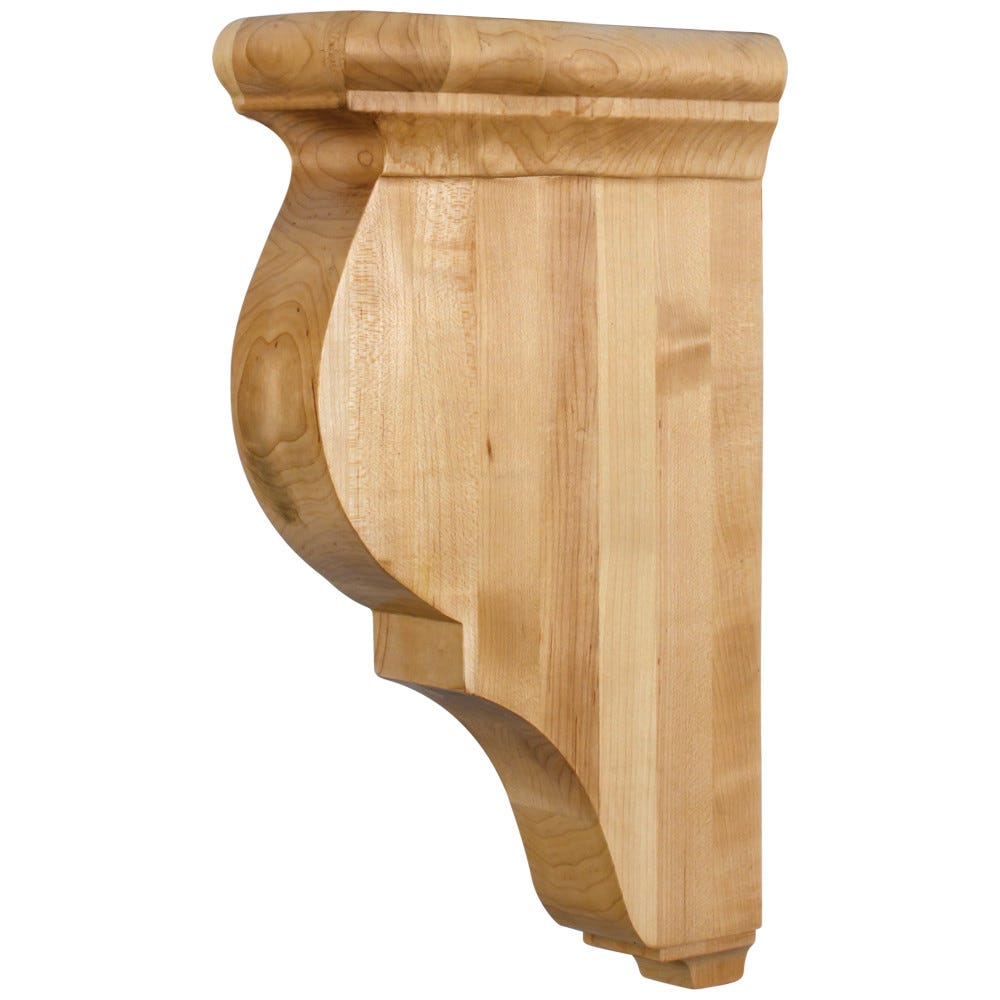 Traditional Wood Bar Bracket Corbel in Maple finish, 3" x 8-5/16" x 14", made of Maple wood