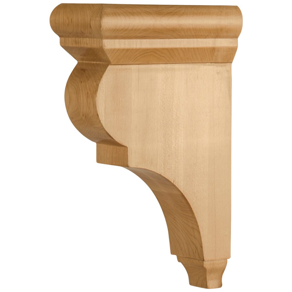 Traditional Wood Bar Bracket Corbel 3" x 6-1/2" x 10" in Alder, Cherry, Rubberwood, Hard Maple, White Birch