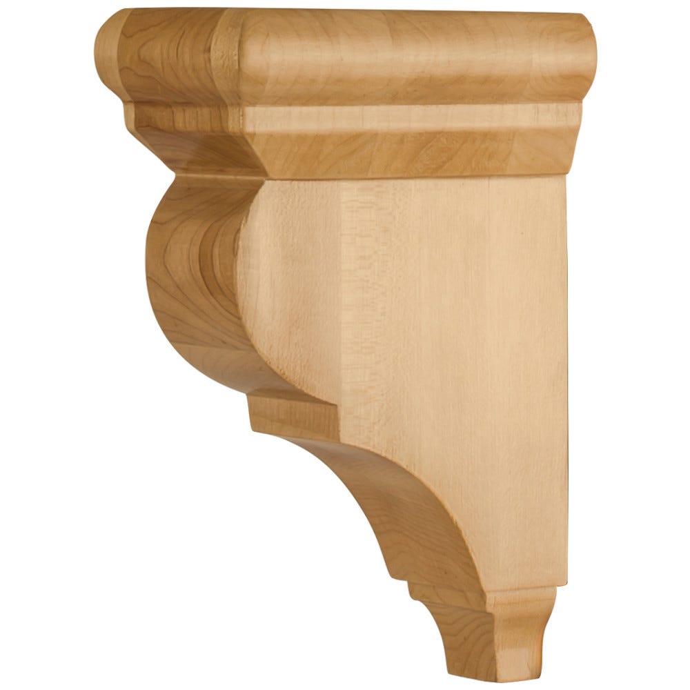 Traditional Wood Bar Bracket Corbel in Alder finish, 3" x 5-1/2" x 8", crafted from premium wood