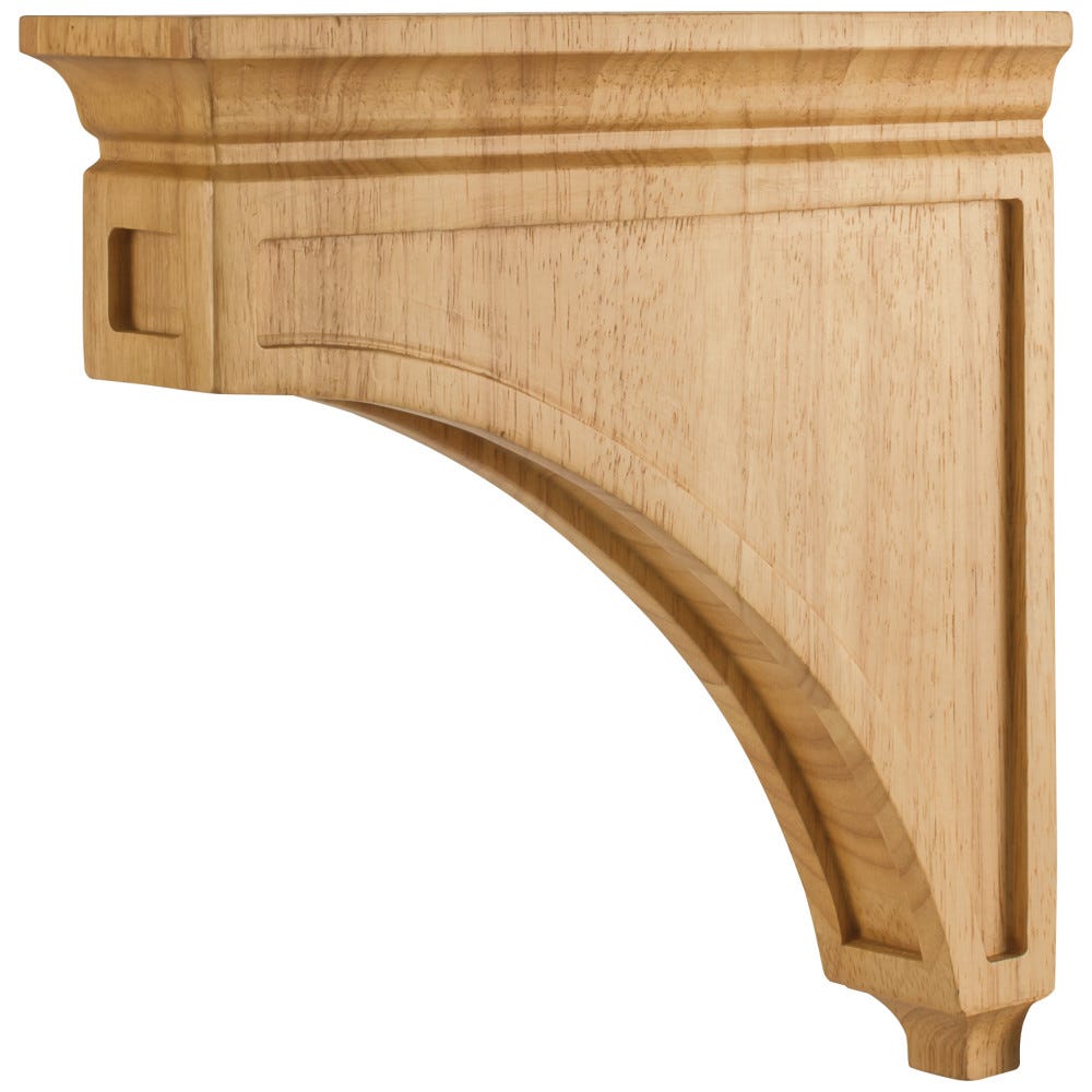 Mission Style Bar Bracket Corbel in White Oak, 3 x 12 x 12, carved wood corbel