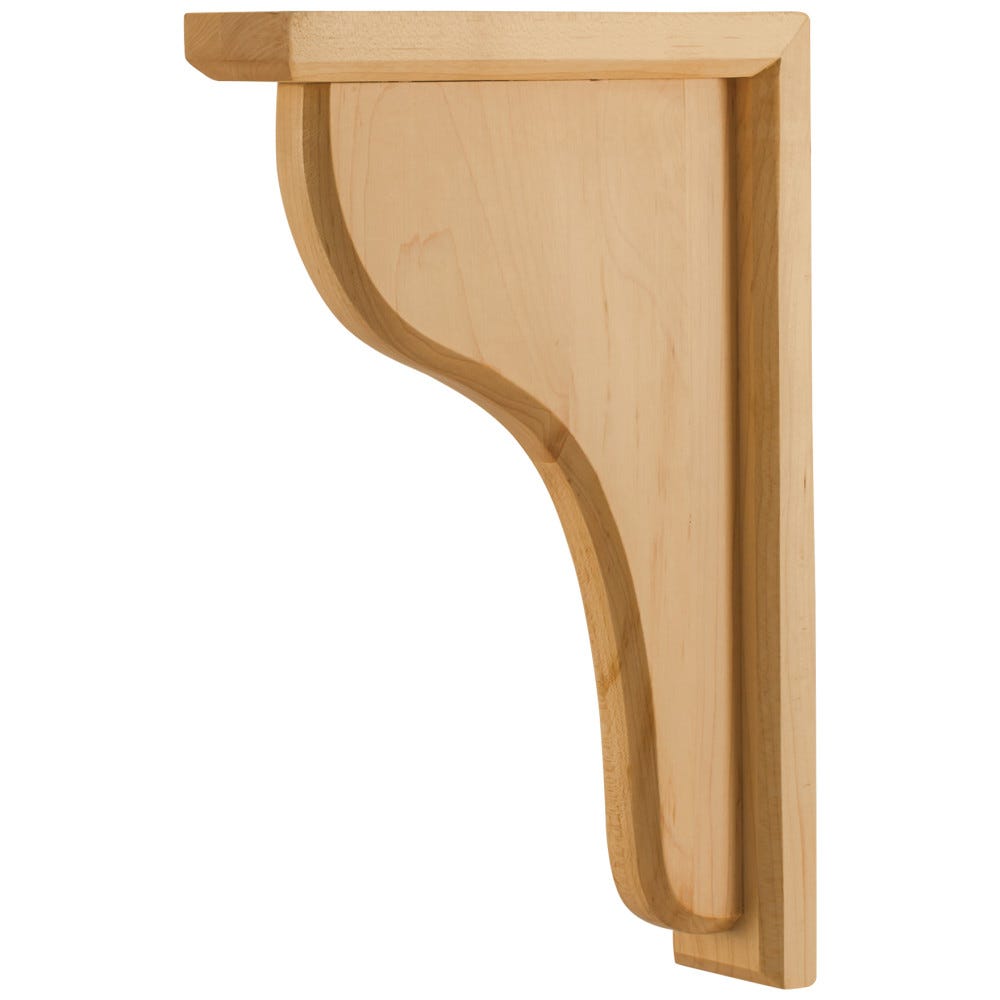 Traditional Wood Bar Bracket 2x8x12 in rubberwood, alder, white birch, and hard maple finishes, crafted for durability and style.