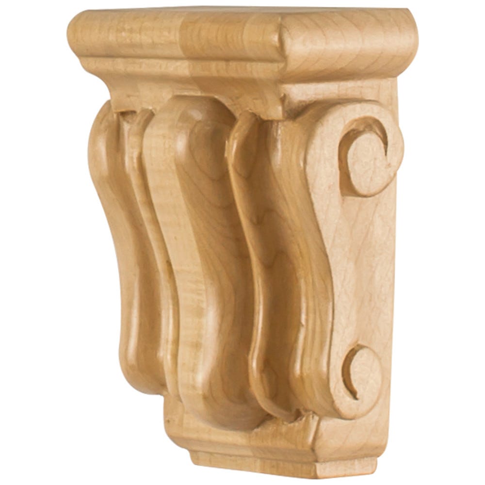 Mini Traditional Wood Corbel in Oak, 3" x 1-1/2" x 4-1/4", carved wood accent for home decor