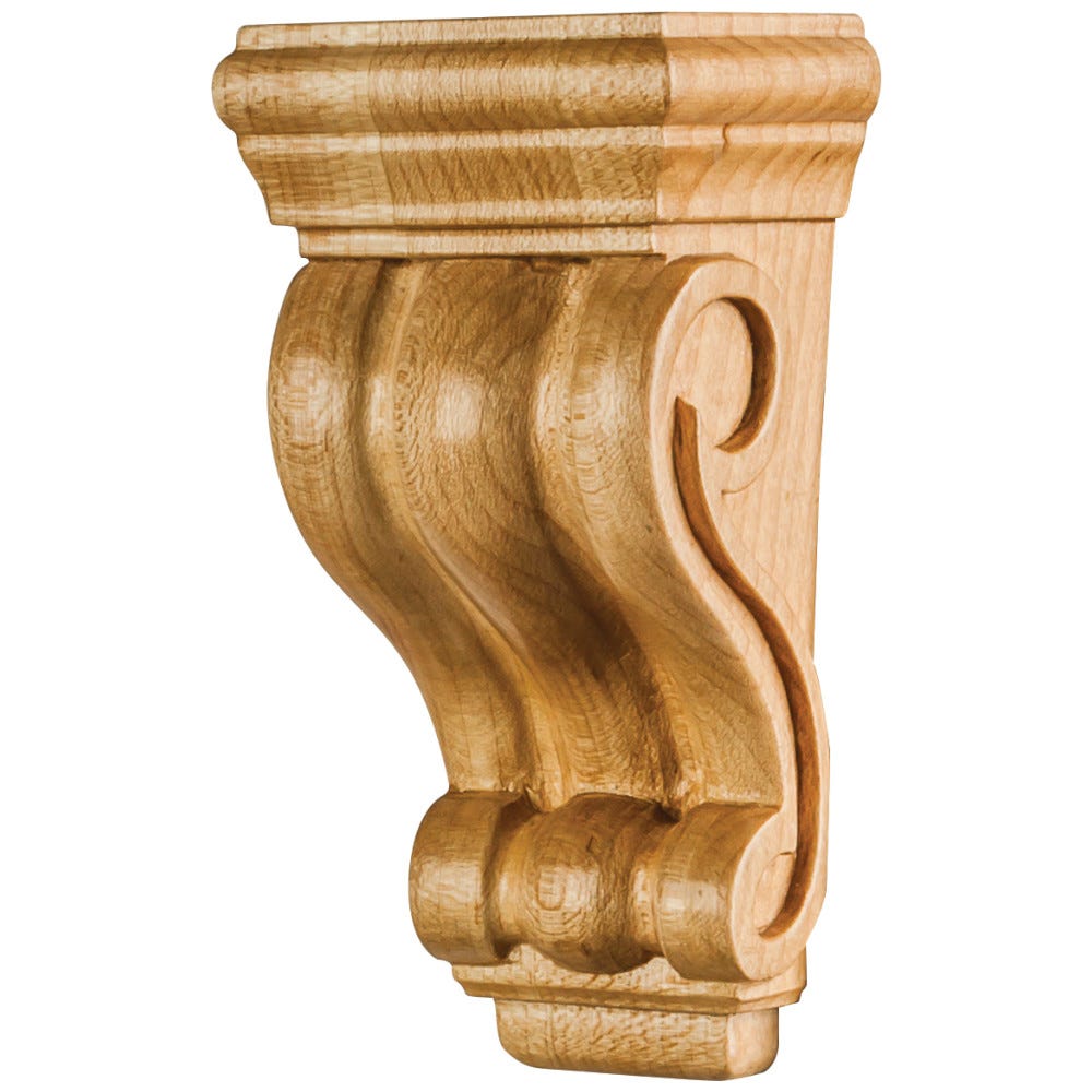 2" X 1-7/16" X 4" Low Profile, Traditional Wood Corbel