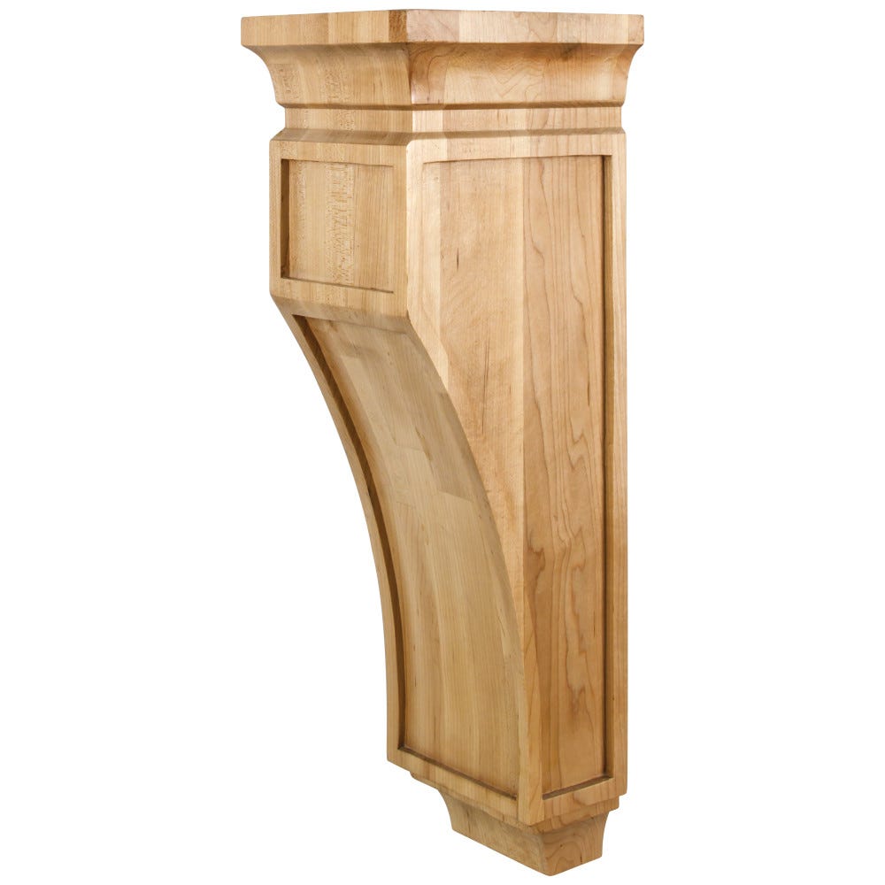 Mission Style Corbel 6-3/4" x 7-3/4" x 22" in Alder, Maple, Cherry, Rubberwood, White Oak finishes, carved wood