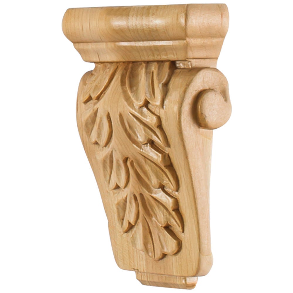Corbel 3-5/8" x 1-1/2" x 5-1/2" in Rubberwood, Maple, Cherry - Carved Wood