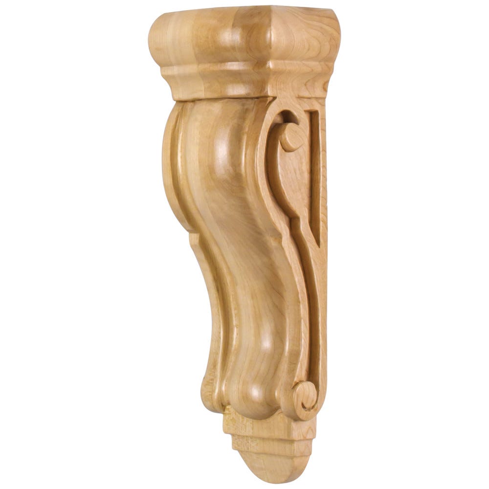 Smooth Profile Rounded Traditional Corbel 3-5/8" x 2-1/2" x 10" in Rubberwood, Maple, and Cherry finishes, crafted from high-quality wood species.