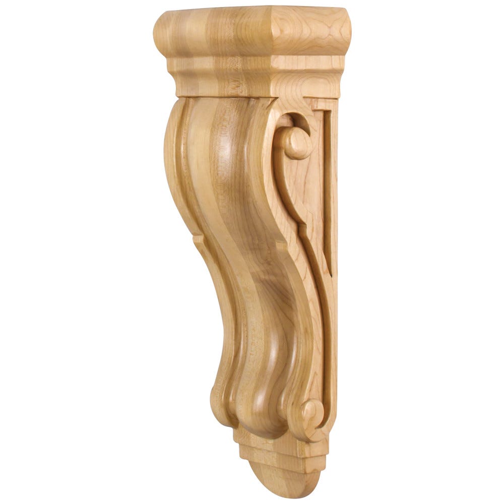 Smooth Profile Rounded Traditional Corbel in rubberwood, maple, and cherry finishes, 5" x 3-5/16" x 14"