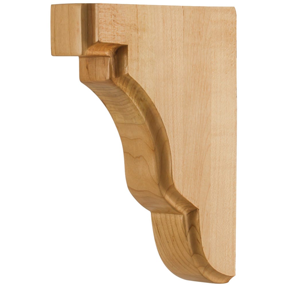 Square Edge Bar Bracket 1-3/4" x 5" x 7" in Maple, Alder, Rubberwood, and Cherry finishes, crafted from premium hardwood