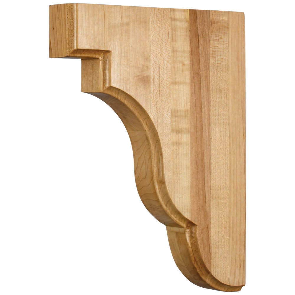 Square Edge Bar Bracket 1-3/4" x 8-1/2" x 11" in Maple, Alder, Rubberwood, Cherry wood finishes
