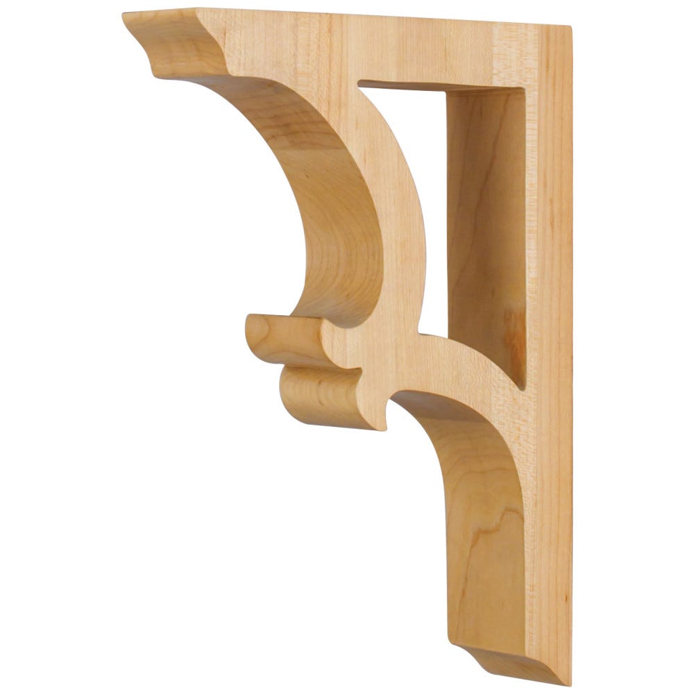 Solid Wood Bar Bracket in Cherry finish, 1-7/8" x 7-1/2" x 10-1/2", crafted from solid Rubberwood, Maple, Alder, and Cherry