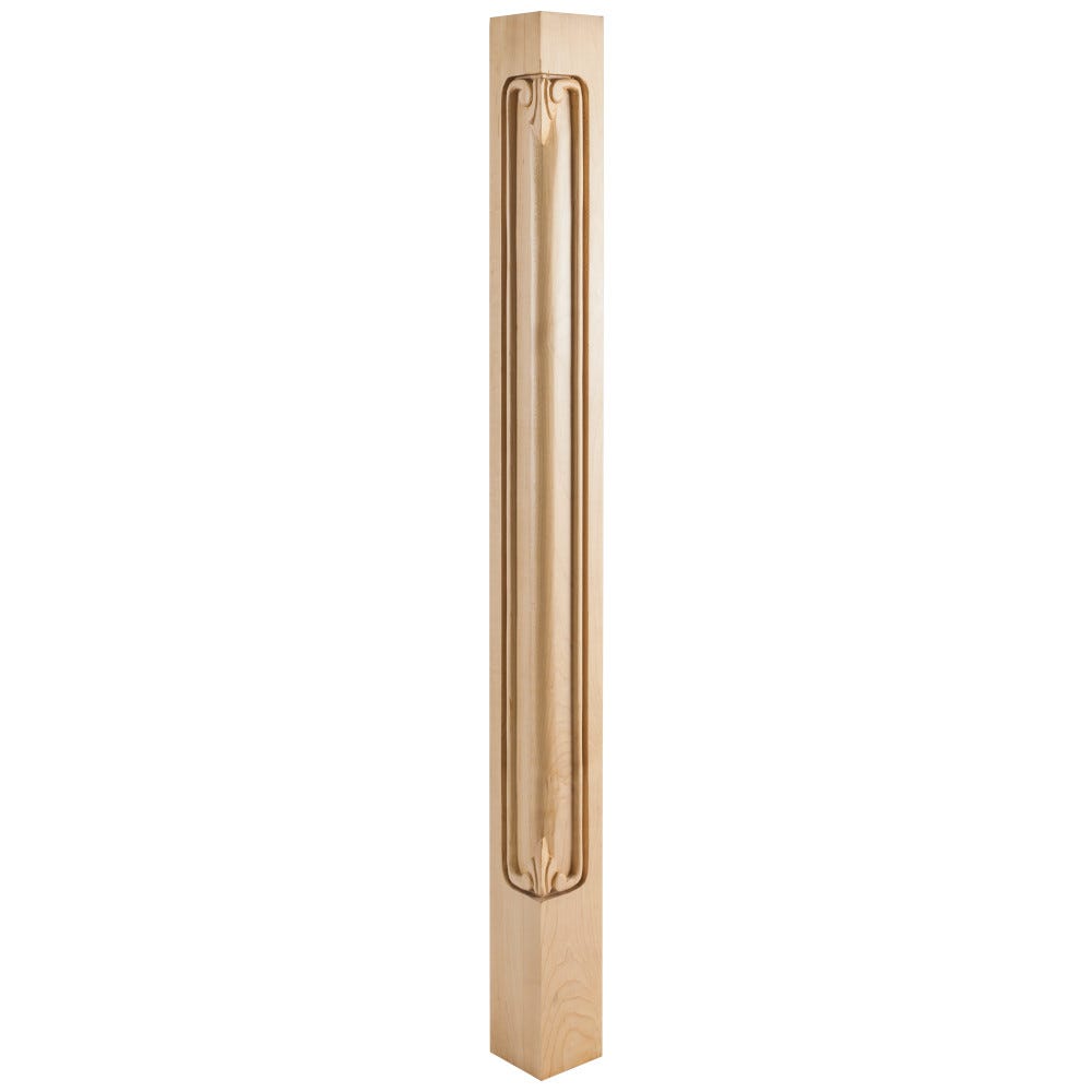 Acanthus Corner Post 2-3/4" x 2-3/4" x 35-1/2" in Alder, Oak, Hard Maple, Rubberwood, Cherry finishes, Carved Wood