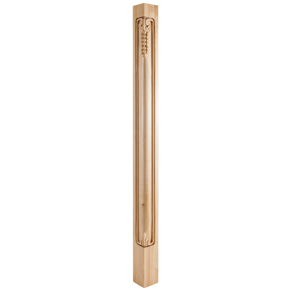 Grape Corner Post 2-3/4" x 2-3/4" x 42" in Rubberwood and Hard Maple finishes, carved wood material