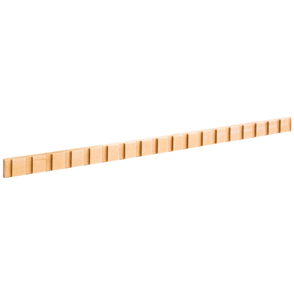 5/8" x 1/4" Dentil Moulding in hardwood with 1/4" gap and 1/2" teeth, 8 ft stick