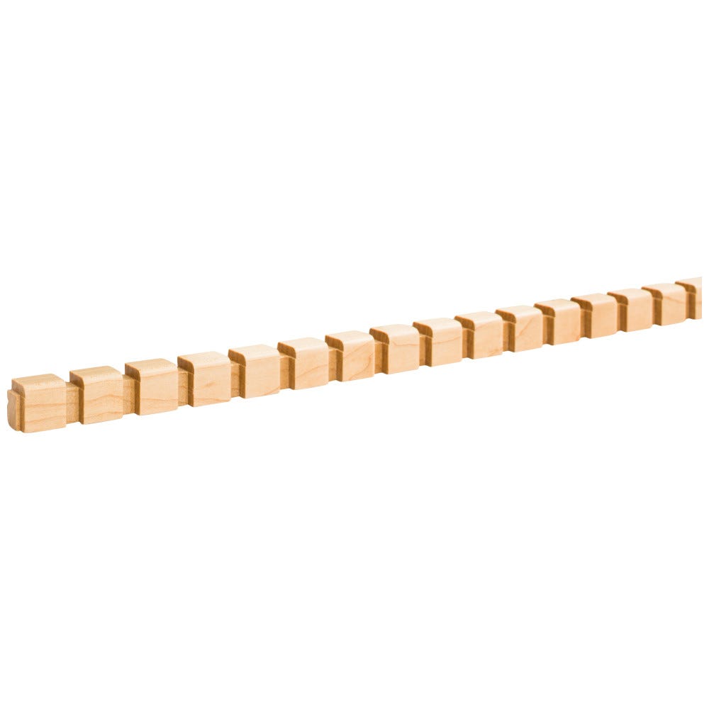 Cherry 5/8" x 1/2" Dentil Moulding with 1/4" Gap and 5/8" Teeth, perfect for DC1 Crown Moulding