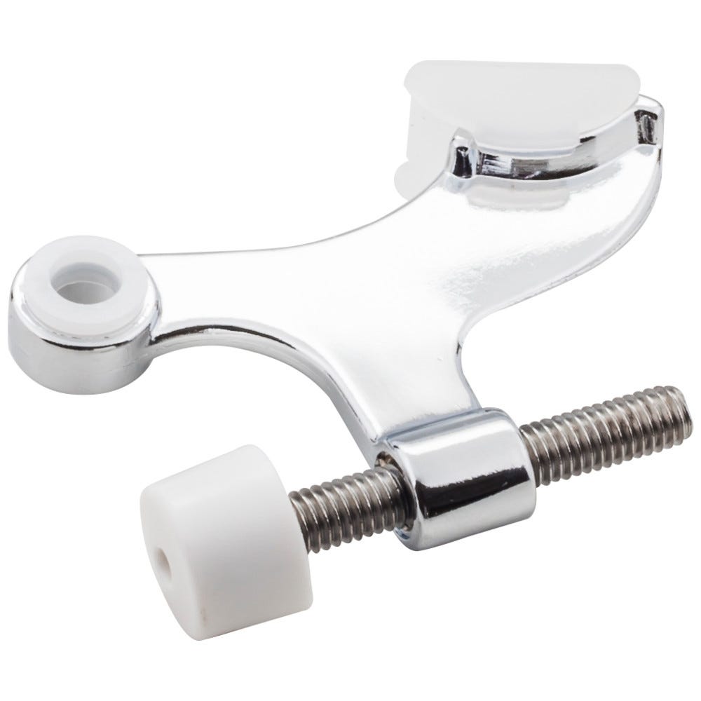 Polished Chrome Hinge Pin Door Stop with Self-Adjusting Pad, adjustable rubber bumper for door protection