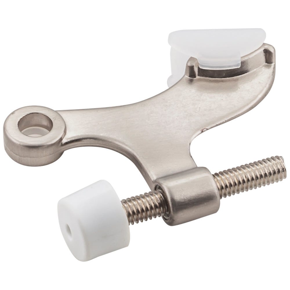 Satin Nickel Hinge Pin Door Stop with adjustable rubber bumper for door protection