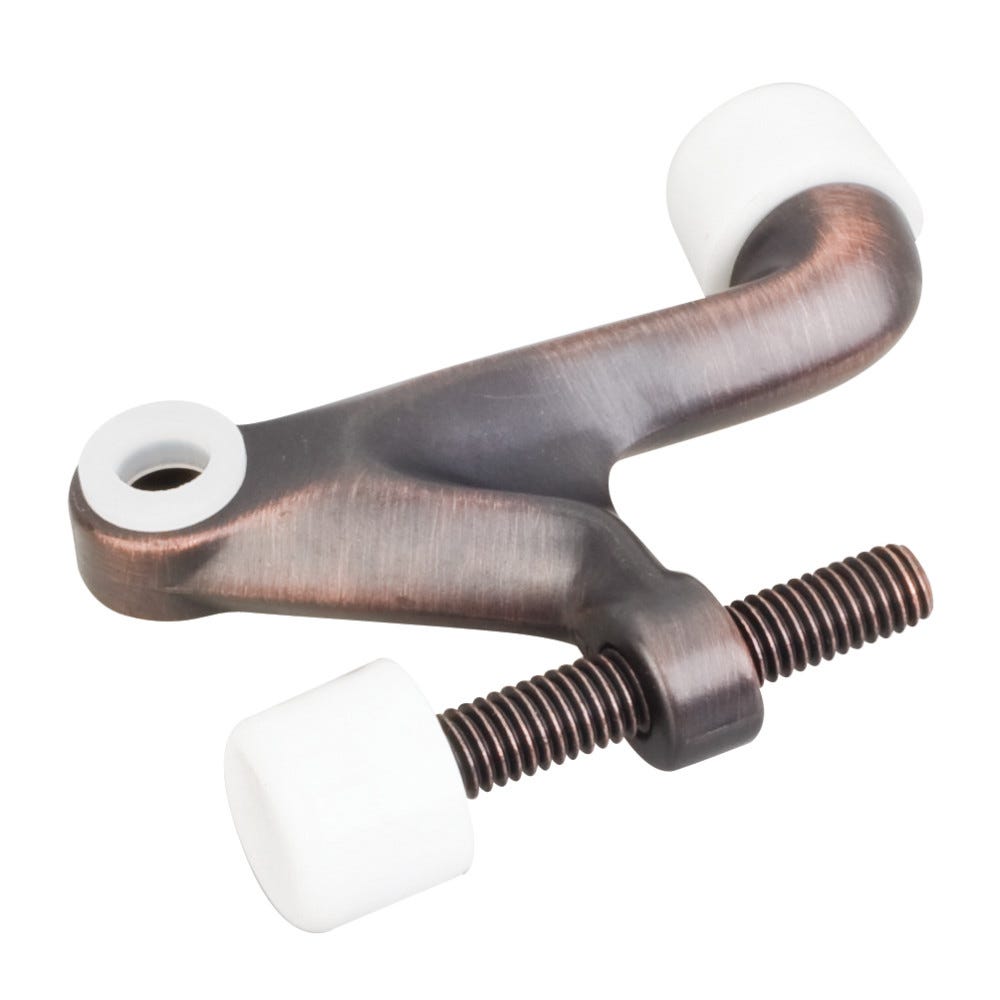 Hinge Pin Door Stop in Dark Brushed Antique Copper with adjustable rubber bumper