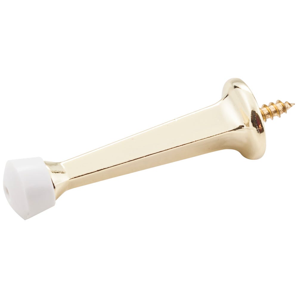 Polished Brass Solid Door Stop with Fixed Screw Attachment, functional hardware for home decor
