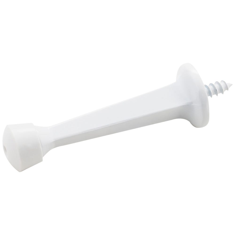 Solid Door Stop in White finish with Fixed Screw Attachment, functional hardware for home use