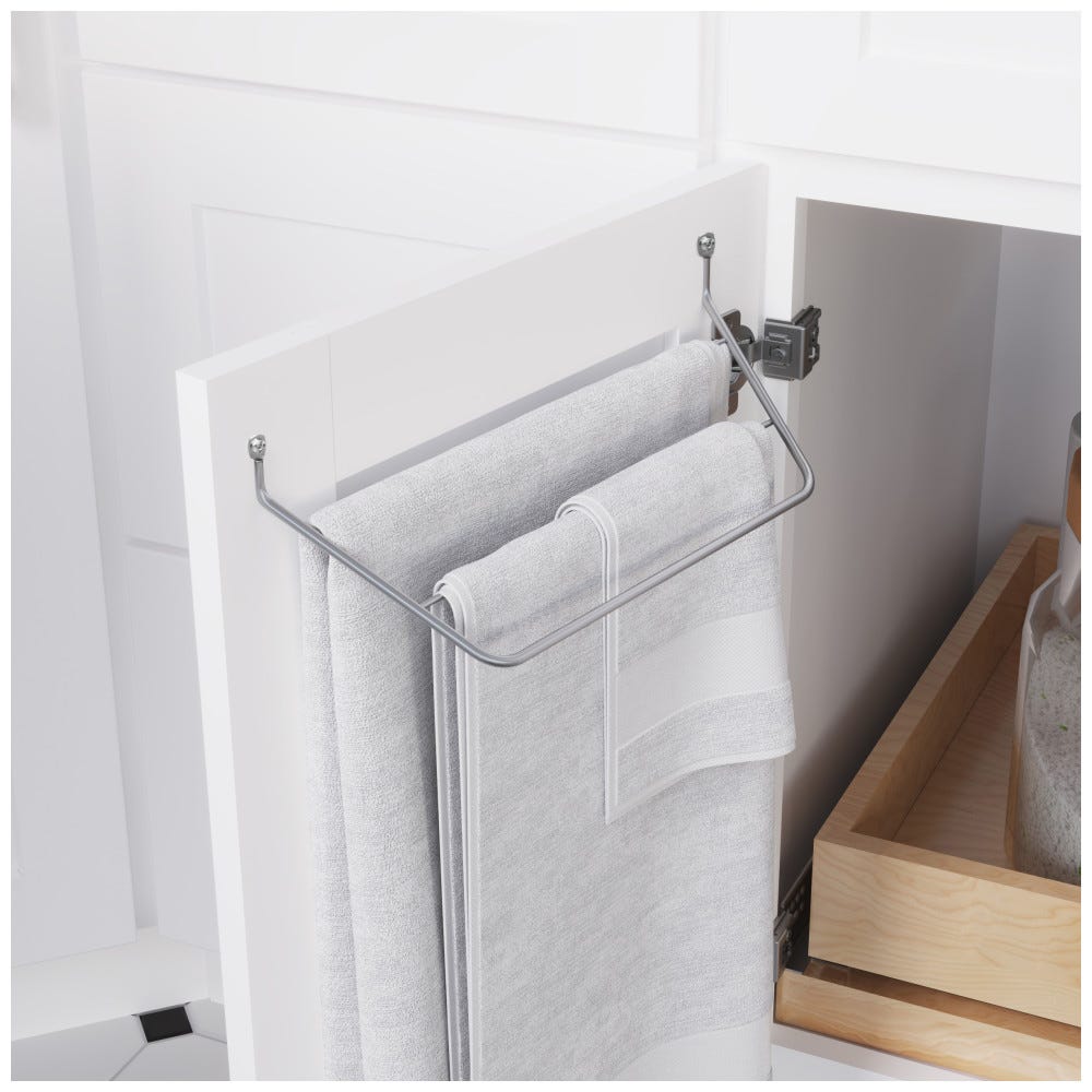 Dish Towel Holder in Chrome, modern design, retail packaged, kitchen organizer