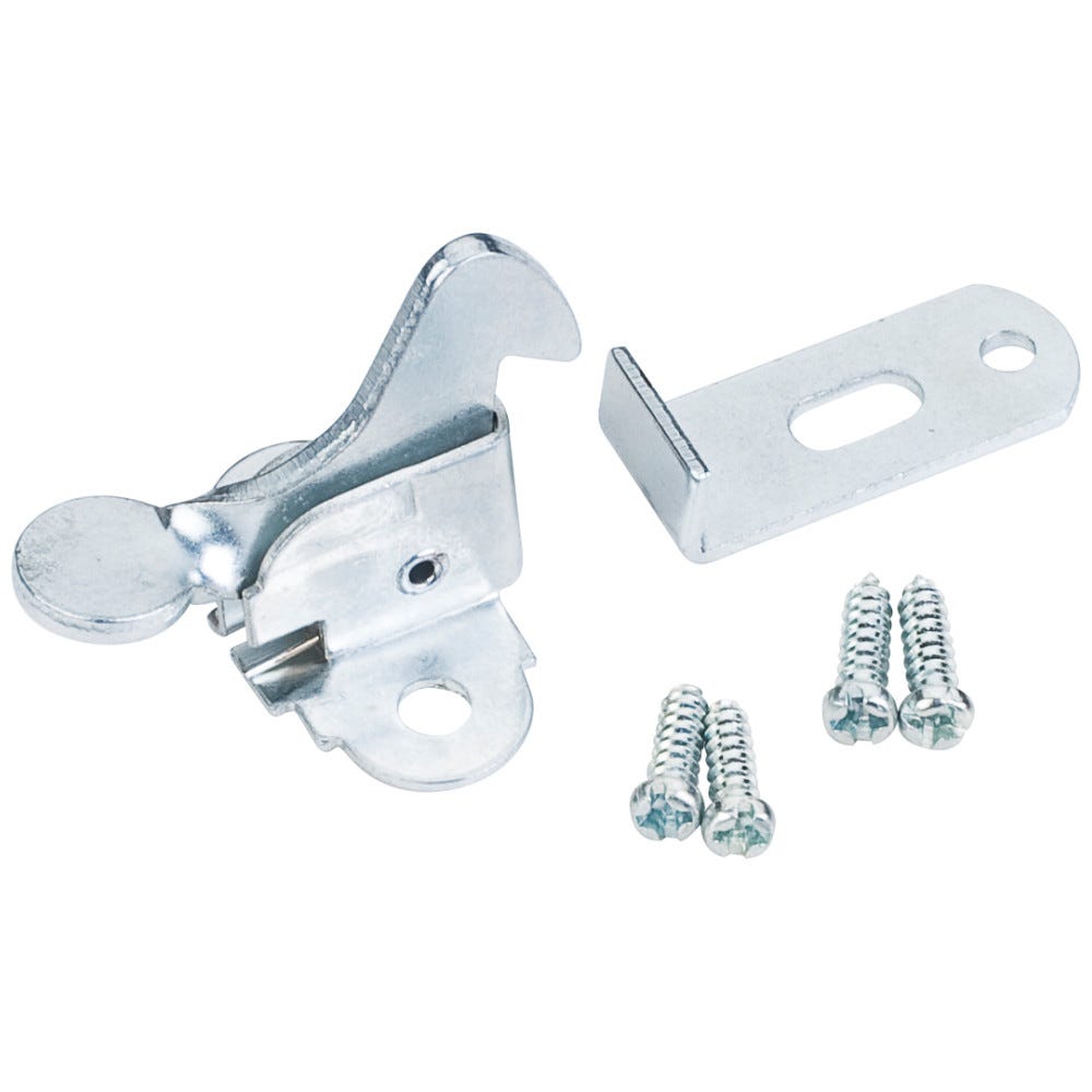 Elbow Catch in Zinc Finish with screws, functional hardware for home projects