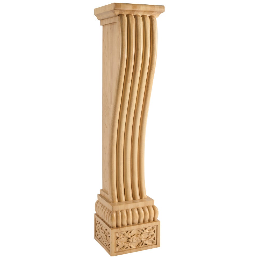 Baroque Wood Fireplace Corbel in Alder and Maple finish, 8 x 8 x 36 inches, carved wood detail