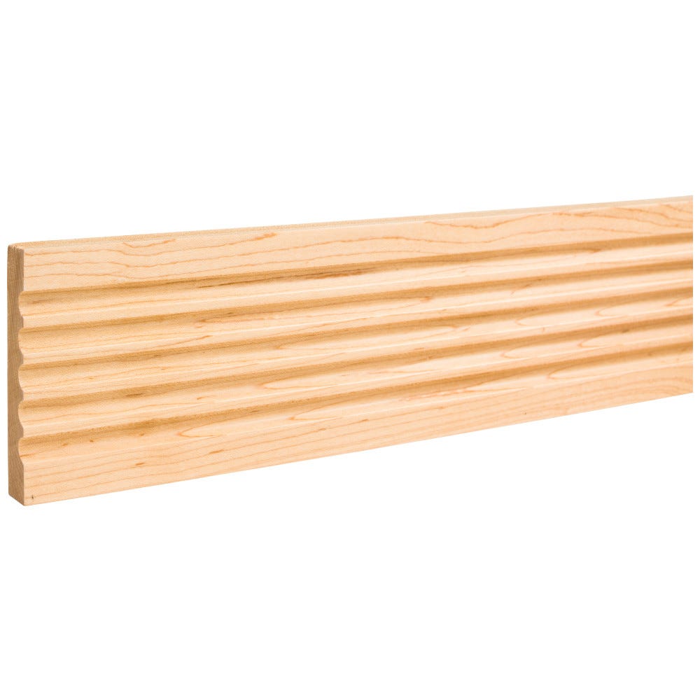 3-1/2" x 5/8" Fluted Moulding in Hard Maple, elegant wood finish for interior design