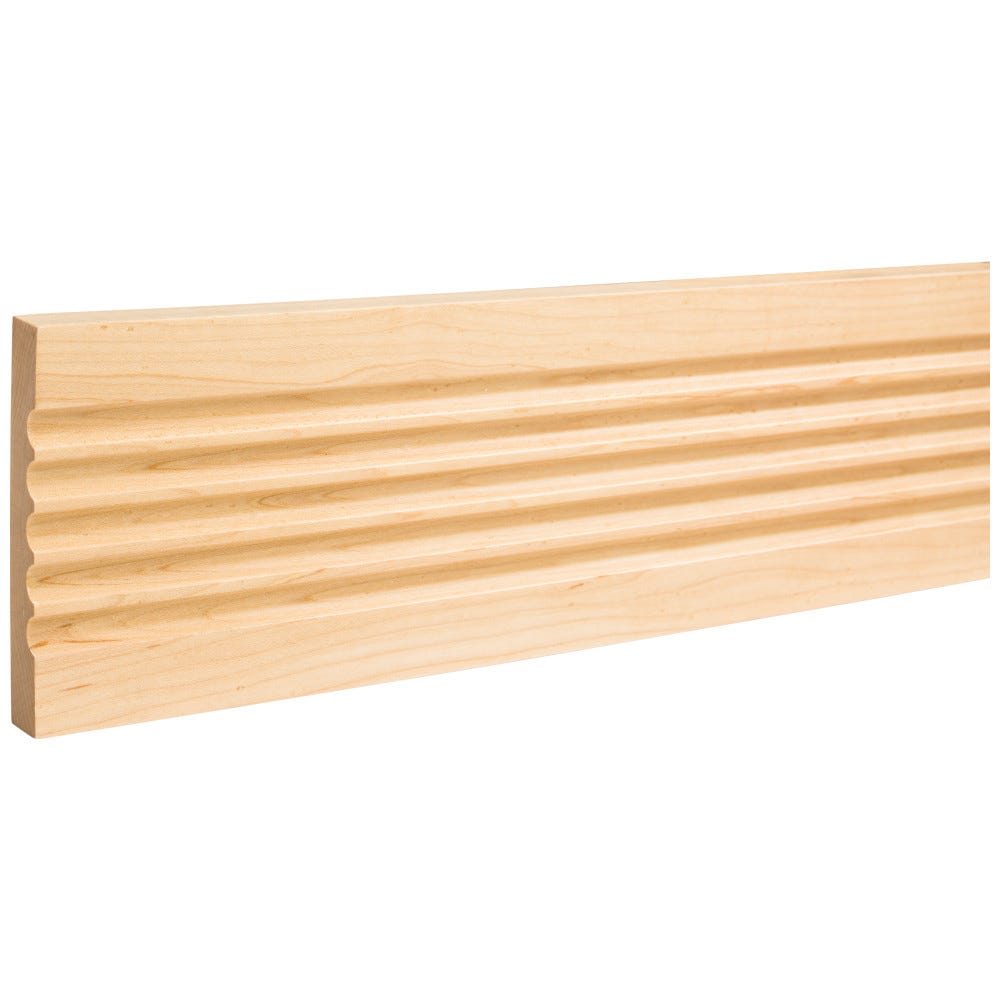 4" x 5/8" Fluted Moulding in Hard Maple, elegant wood finish, perfect for interior design accents