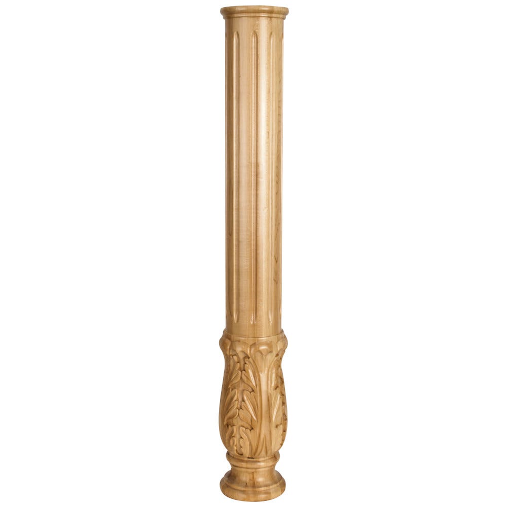 Fireplace Column 5" x 5" x 35" in Maple, Cherry, Alder, Rubberwood - carved wood finish
