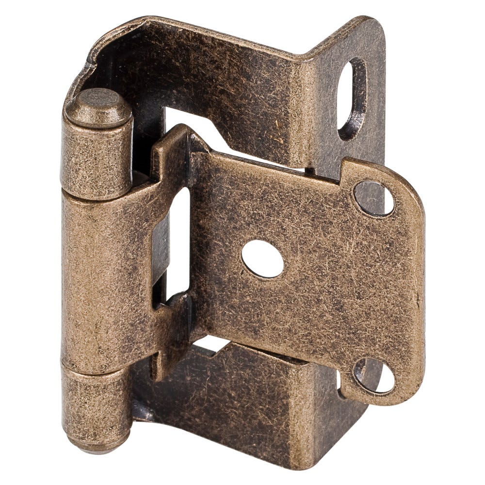 1/2" Overlay, Half Wrap 3 Hole in Burnished Brass, functional hardware for cabinetry