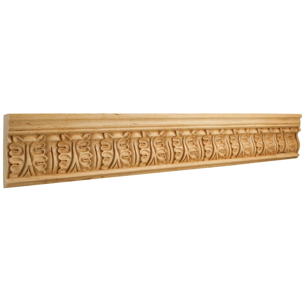 3-3/4" x 1" Hand Carved Frieze Moulding in Maple finish, 8 ft stick, carved wood material