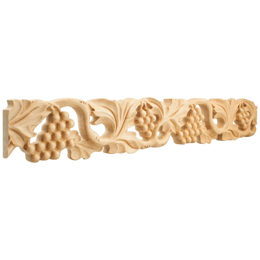 4" x 1" Hand Carved Moulding in Maple, carved wood, elegant design, 8 ft stick