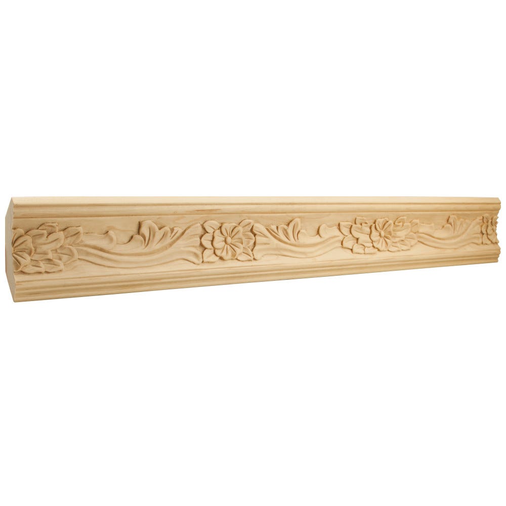 3-1/4" x 7/8" Hand Carved Crown Moulding in maple finish