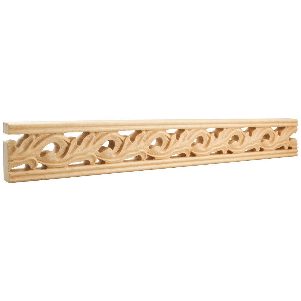 3-1/8" x 1" x 96" Hand Carved Moulding in basswood finish