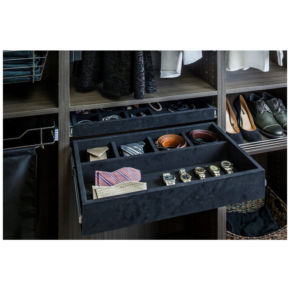 Felt Covered 24" Jewelry Organizer in soft gray finish with Dura-Close slides, perfect for elegant jewelry storage
