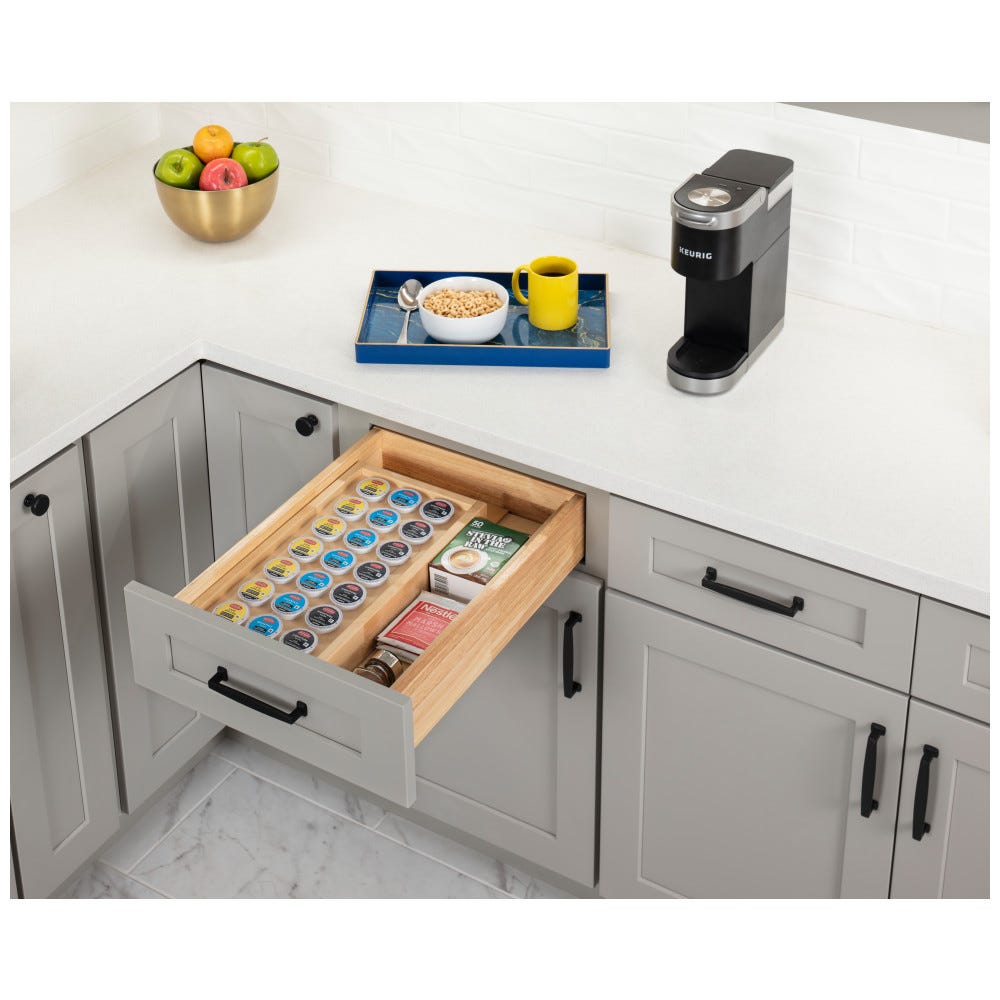 15" Drop-In Coffee Pod Insert in sleek modern finish, designed for easy coffee pod organization, made by Hardware Resources
