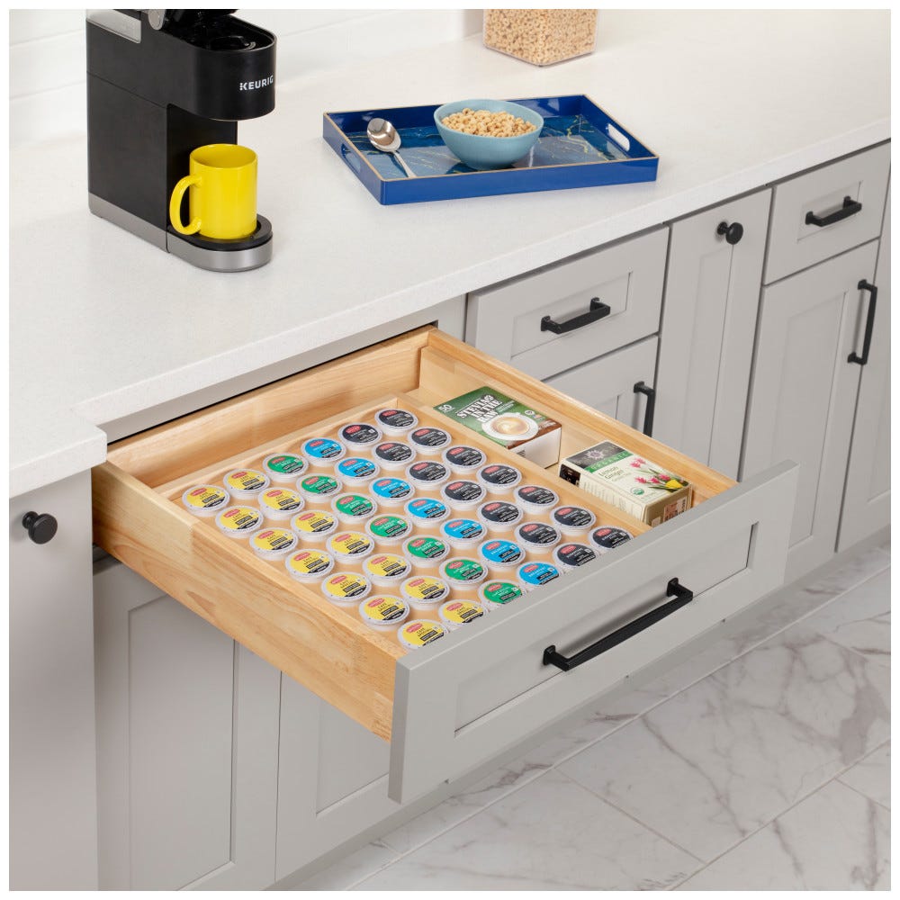 21" Drop-In Coffee Pod Insert in sleek finish, designed for efficient coffee pod storage, made by Hardware Resources