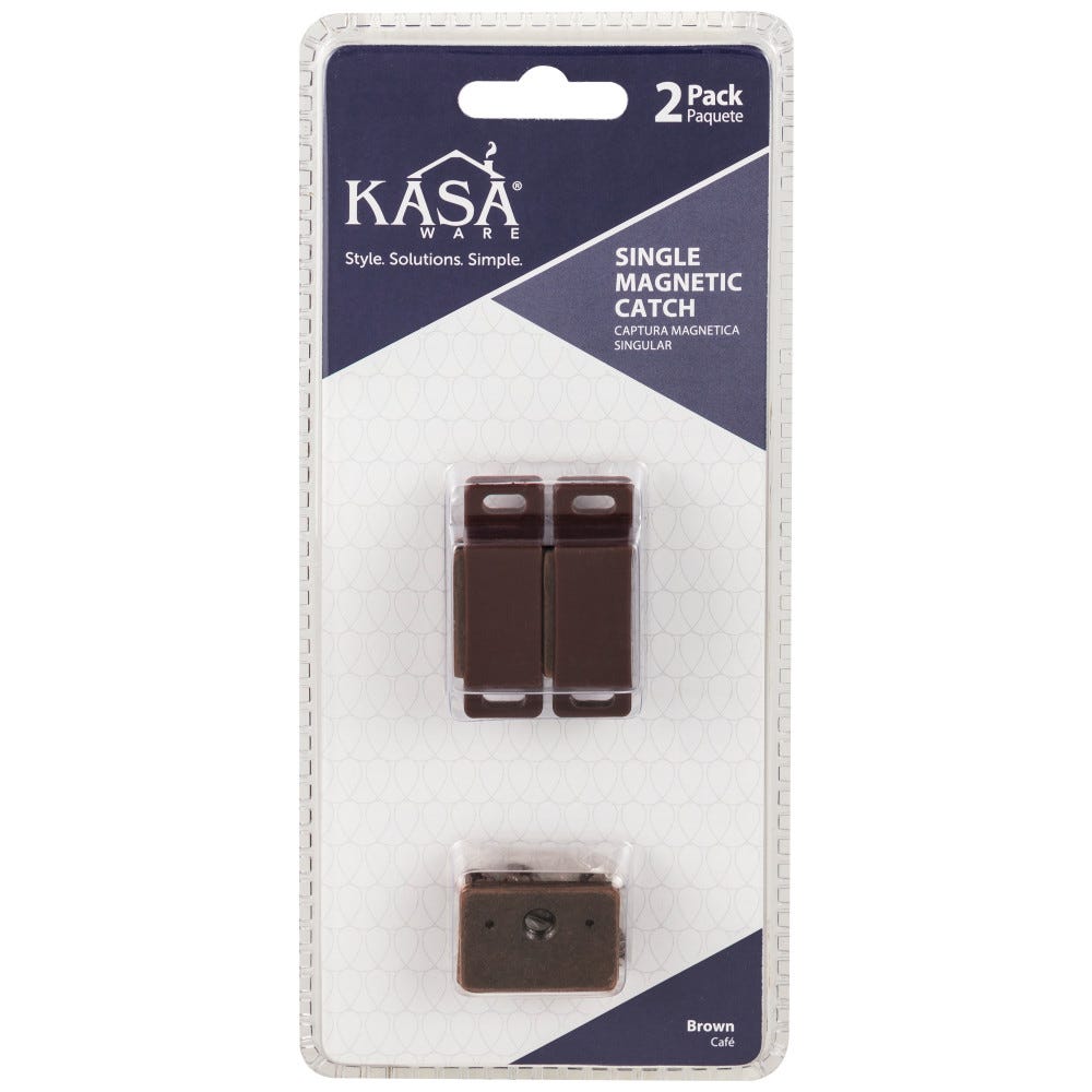 2-Pack of Single Magnetic Catches in white finish, functional hardware for secure cabinet closure