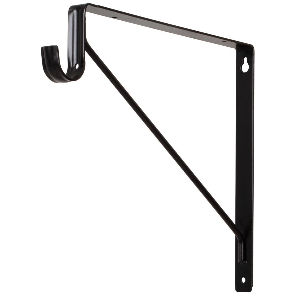 Black Lighted Closet Rod Shelf Bracket Support in black finish, designed for stylish and functional closet organization