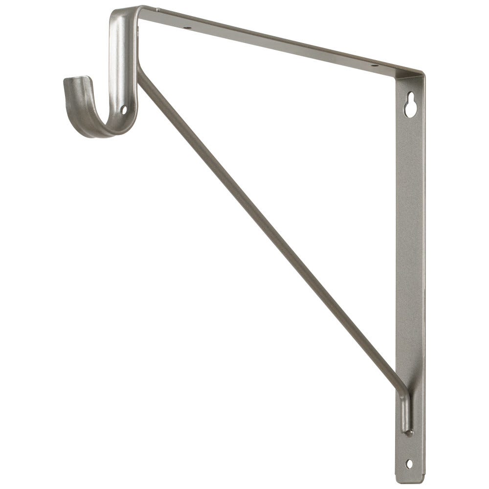 Shelf Bracket Support Lighted Closet Rod in Satin Nickel, modern design and finish for enhanced closet illumination