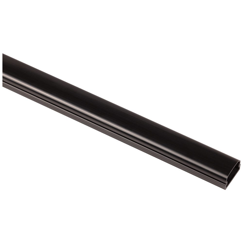 48" Premium Flat Plastic Wireway in black, includes mounting bracket and wire cover, made from durable plastic
