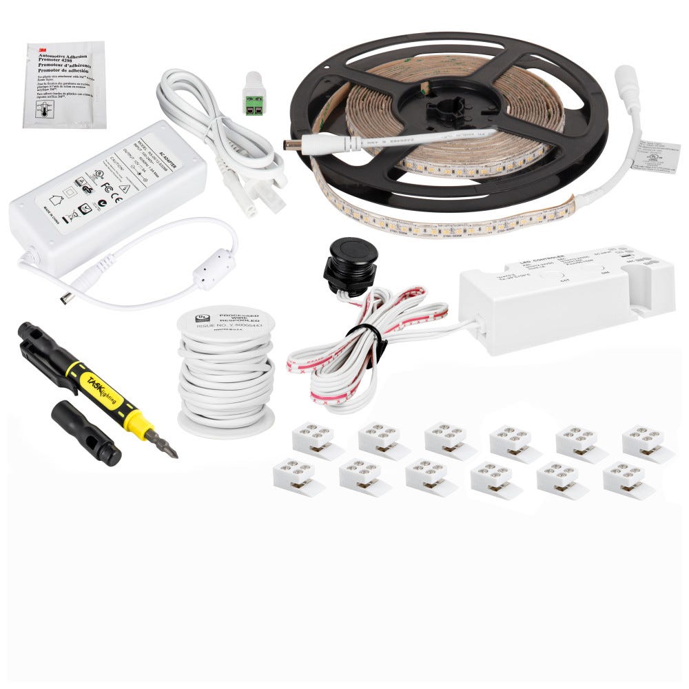 16 Ft Tunable-White LED Tape Light Wired Kit, waterproof, 2700K–5000K, standard output