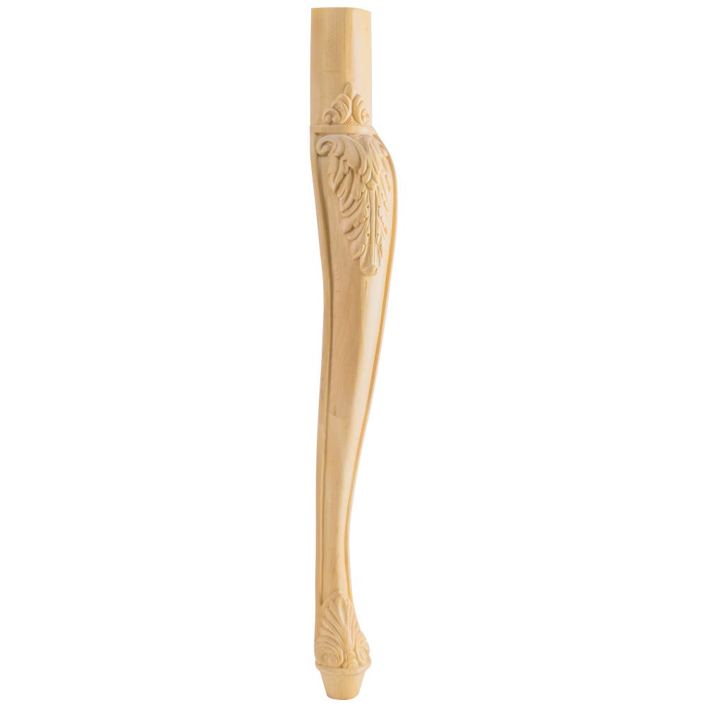 Acanthus Cabriole Leg in Maple, 2-1/2" x 2-1/2" x 35-1/2", carved wood furniture leg