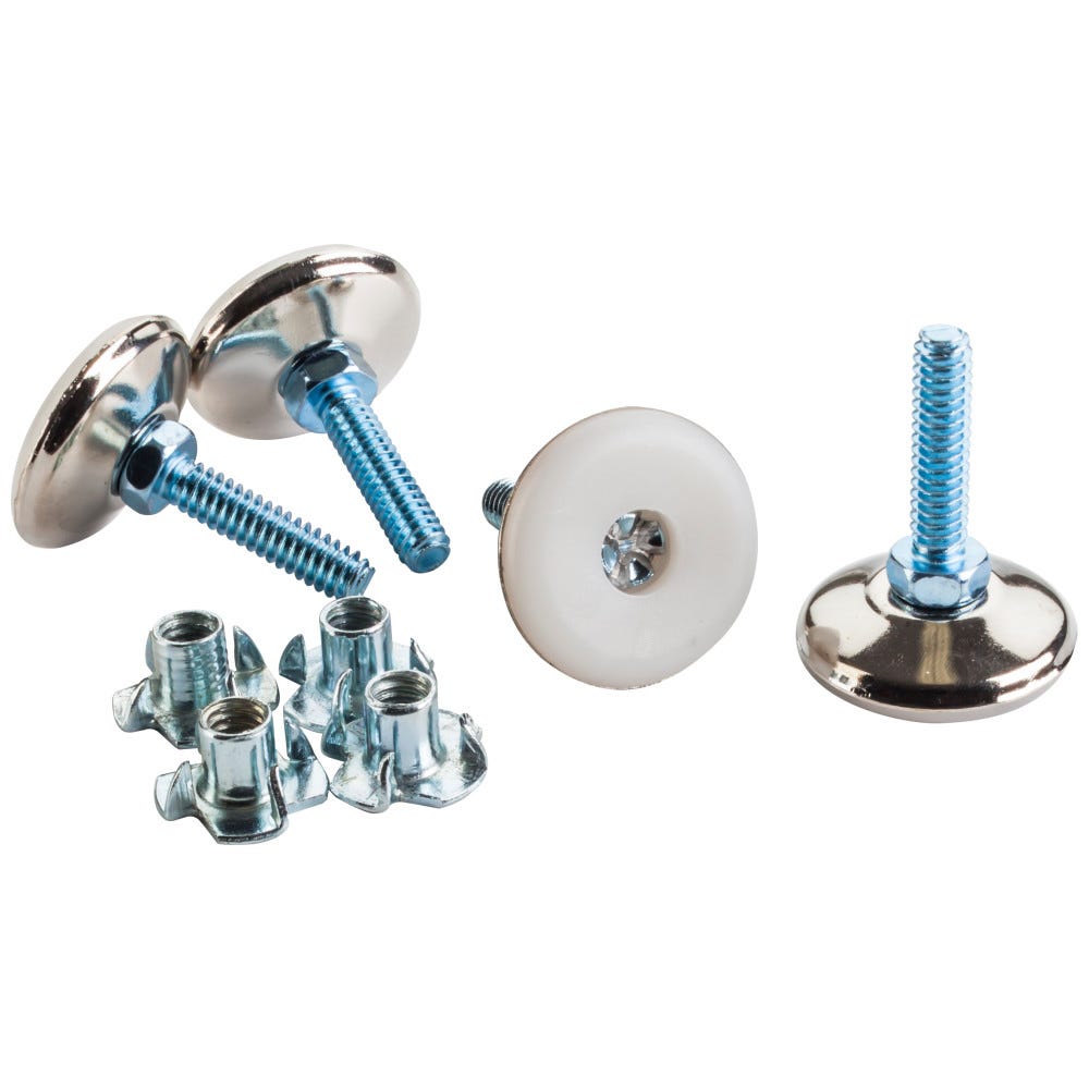 Leg Leveler with T-Nut 39.5 mm x 28.4 mm in black finish, functional hardware for furniture stability