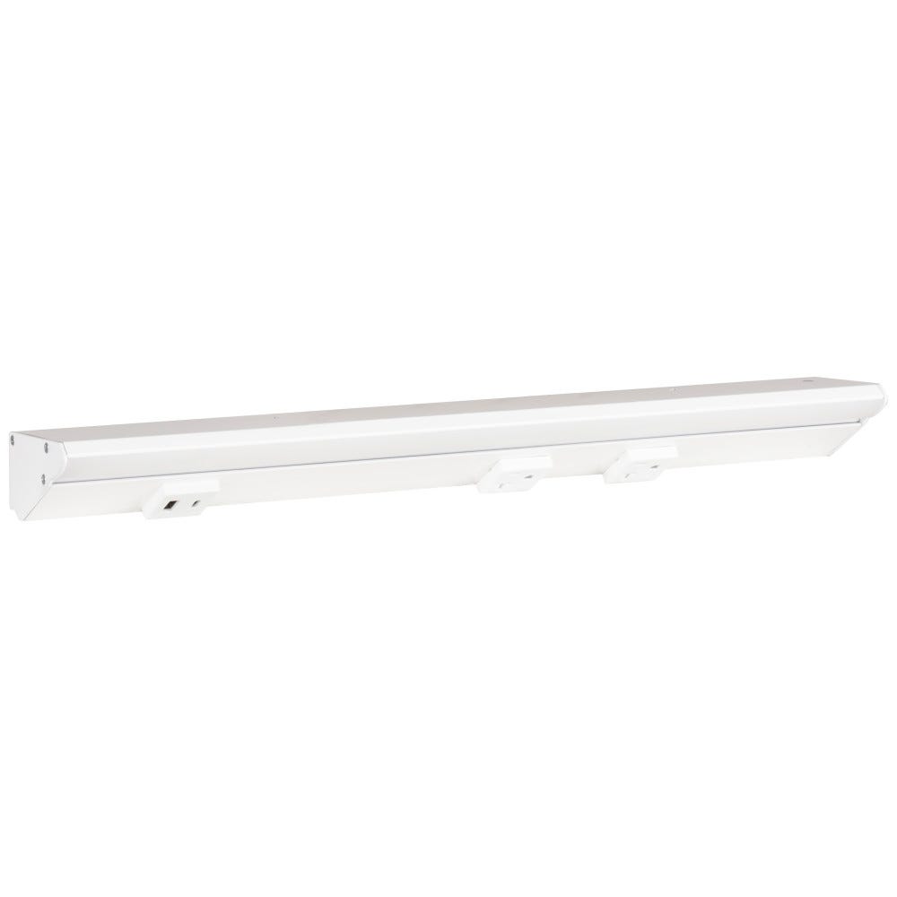 18-1/2" LPS RM Series light fixture in white powder finish with dual 20A receptacles and USB-AC port