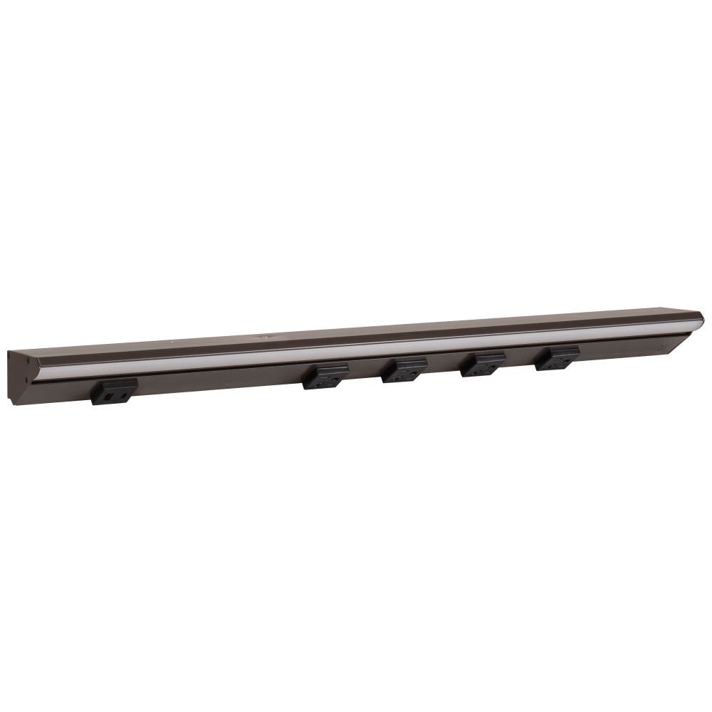 24-1/2" LPS RM Series light fixture in bronze powder finish with USB-AC outlet and multiple receptacles, perfect for modern interiors.